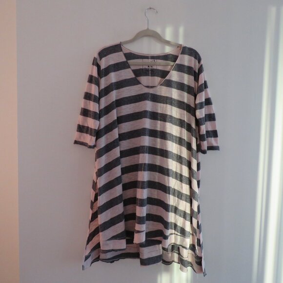 FREE PEOPLE WE THE FREE Slub Knit Striped Oversized Tunic Top Casual Boho - Sz M - Picture 2 of 13
